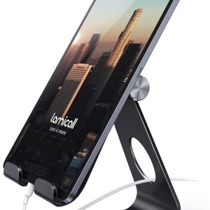 Lamicall Tablet Floor Tripod Stand - 64.9" Tablet Holder Mount with Adjustable Height for Stream/Watching with Bluetooth Remote, for iPad Pro 12.9, Mini, Air, iPhone and 4.7-13" Tablet and Cellphone
