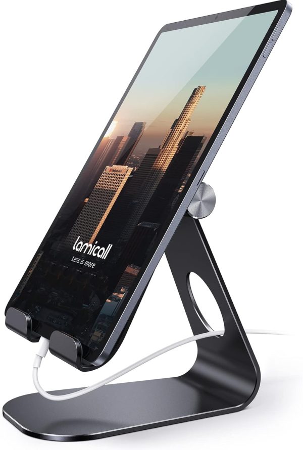 Lamicall Tablet Floor Tripod Stand - 64.9" Tablet Holder Mount with Adjustable Height for Stream/Watching with Bluetooth Remote, for iPad Pro 12.9, Mini, Air, iPhone and 4.7-13" Tablet and Cellphone