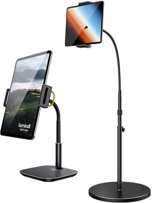 Lamicall Tablet Stand Adjustable, Tablet Holder : Desktop Tablet Accessories Holder Dock Compatible with 4-13" Tablet Such as iPad Pro 11, 9.7, 10.5, Air Mini 2 3 4, Kindle, Nexus, E-Reader, Black