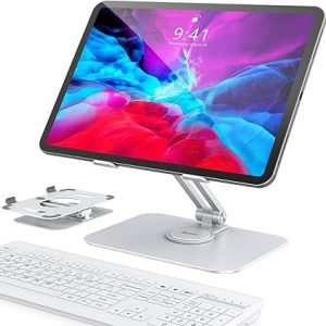 BSOON iPad Stand, Adjustable iPad Holder, Desktop Tablet Stand Compatible with iPad 2021 Pro 12.9,11,10.5,9.7,iPad Air 4 3 2,iPad Mini 6 5 4 3 2,Samsung Tab,Other Tablets, Silver
